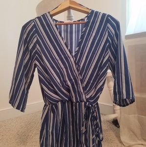 Sienna Sky Blue & White Boho Wrap Blouse